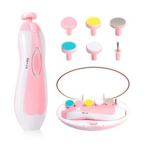 NWT Infant Electric Nail Care & Trimmer Set, Pink & White, batteries not inclu